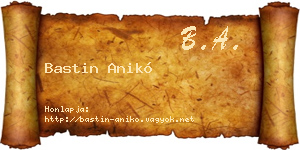 Bastin Anikó névjegykártya